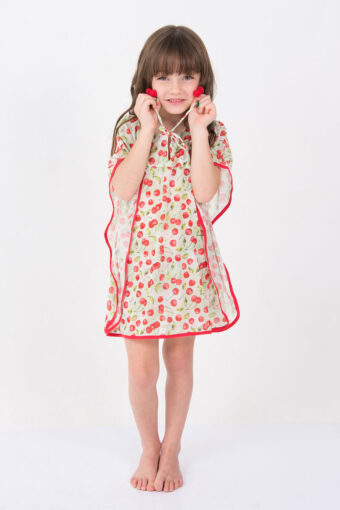 kaftan tule CEREJA EM AQUARELA